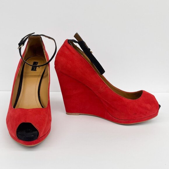 Vintage Zara Peep Toe Platform Shoes | Suede | Size 40 - Picture 3 of 6